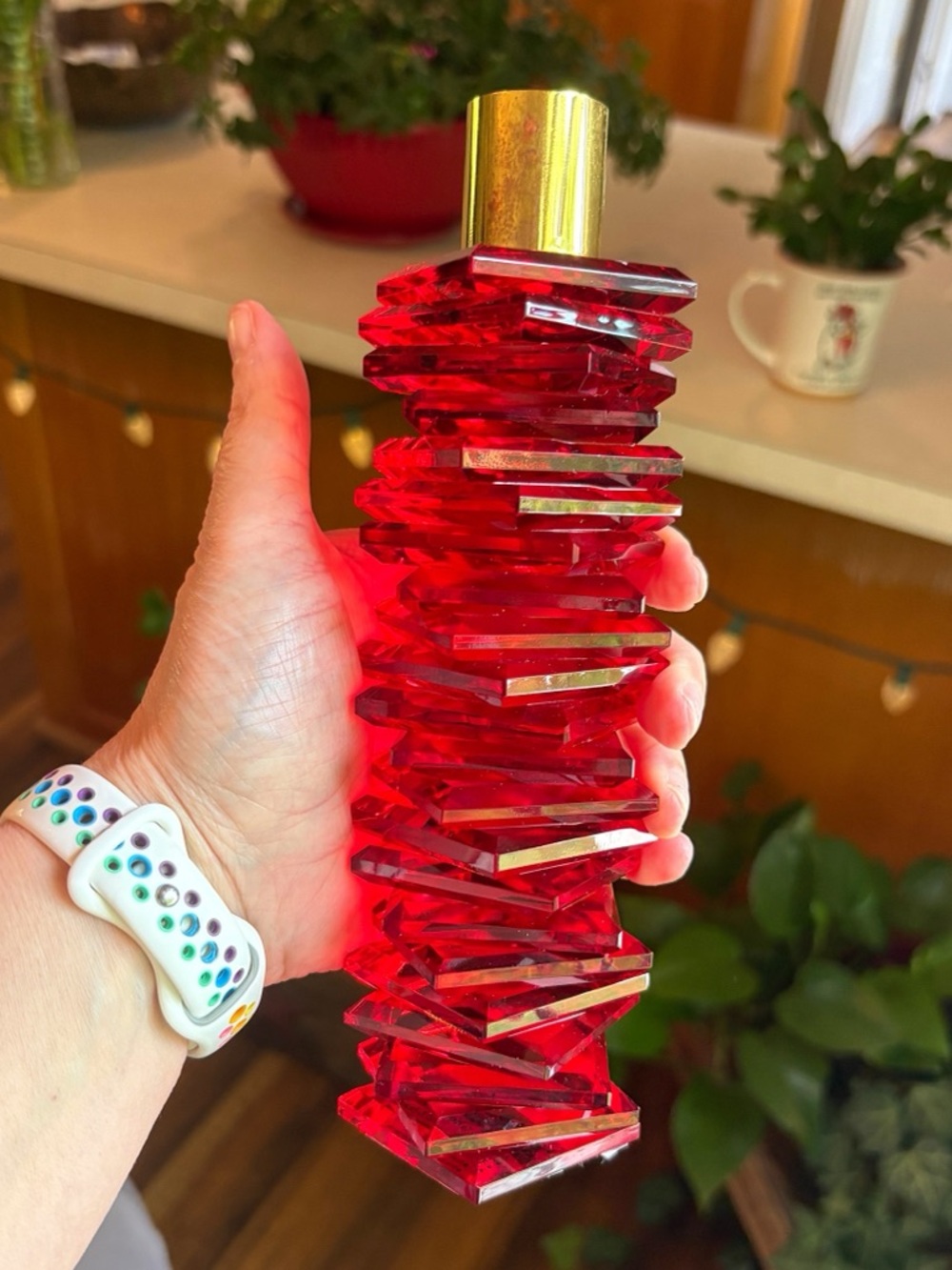 ♥️💖 Beautiful Red Glass Crystal Candlestick Holder NWT